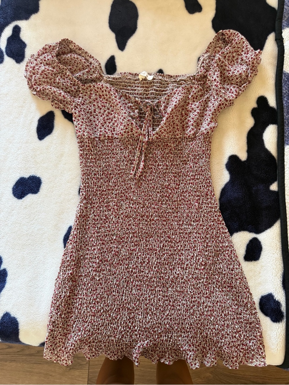 Floral Smocked Mini Dress in Red